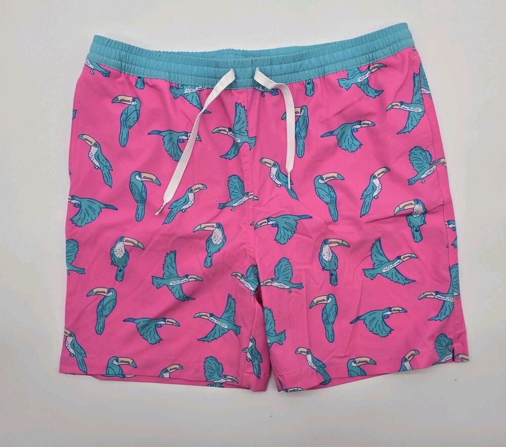Chubbies Swim Trunks Youth XL 18 20 Pink Blue Toucan Shorts Brief Mesh Liner